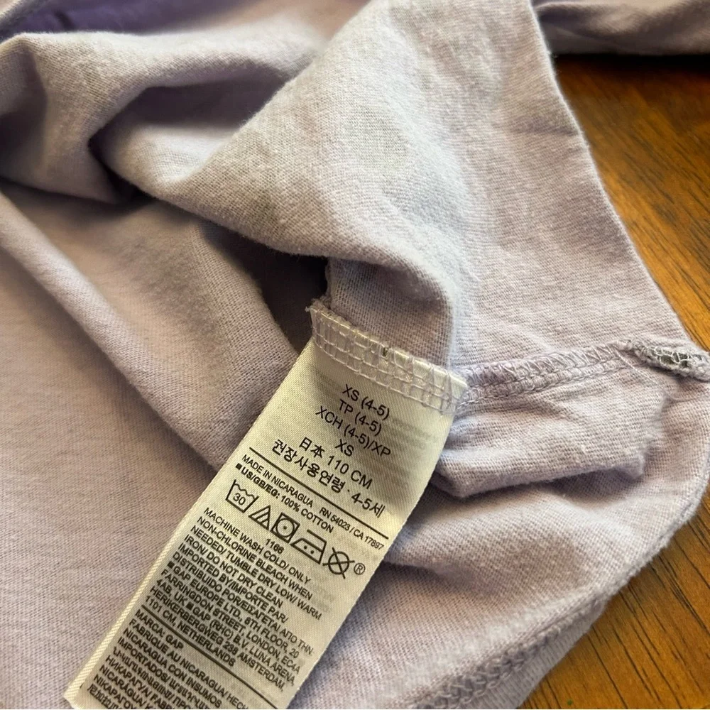 GAP Cropped Squishmallow-Style Animal Long Sleeve Tee | Girls XS (4–5) | Purple